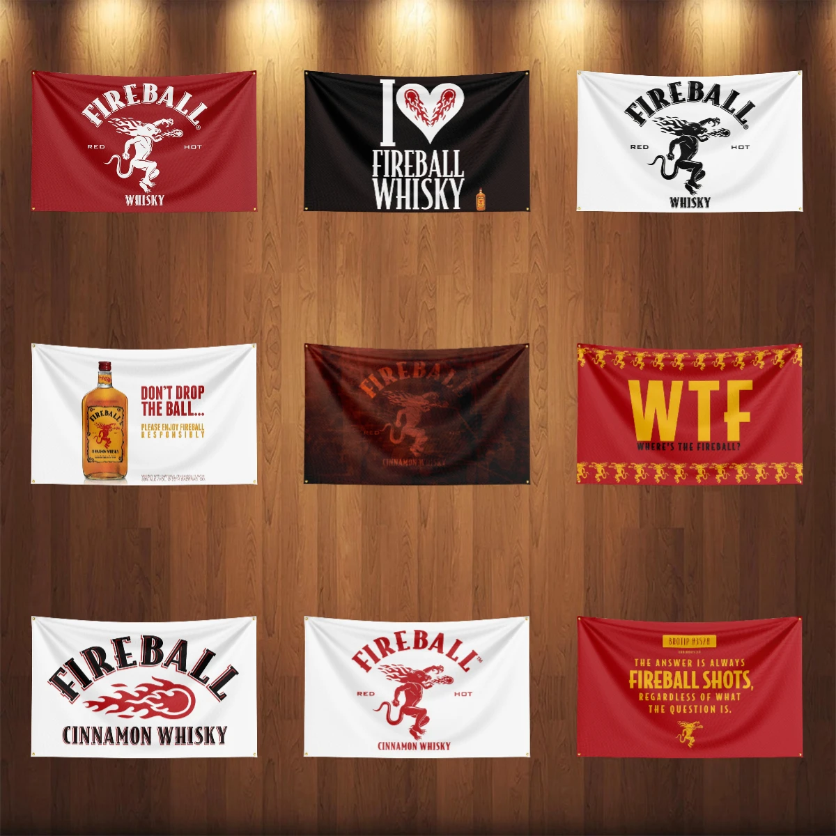 Wine Beer Rum - 3 × 5ft viski-f-fireballs Bayrağı Polyester